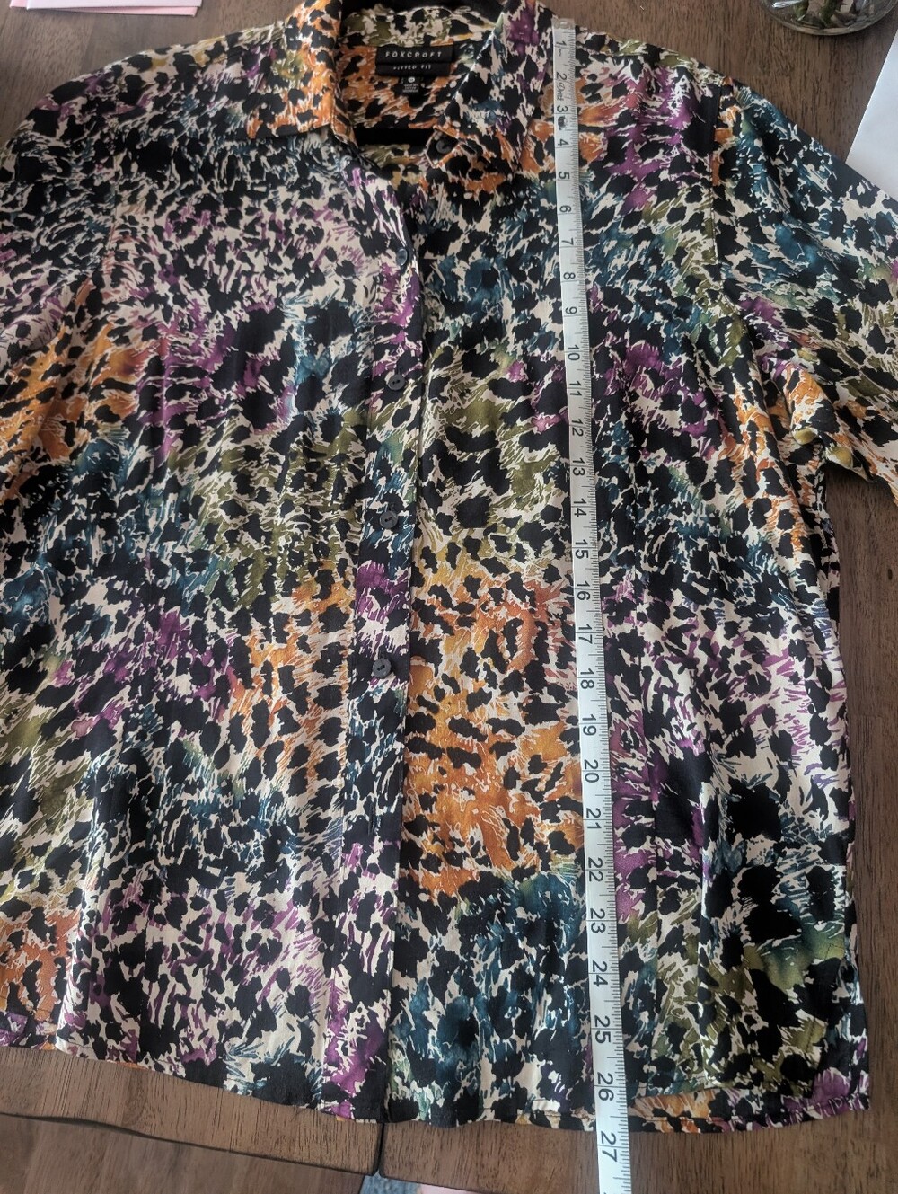 Foxcroft Colorful Abstract Button Down Shirt - Picture 10 of 11